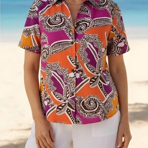 Casual Hawaiin Cotton Short Sleeve Button Shirt